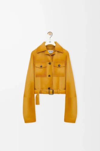 Cropped jacket in suede lambskin Light Tan