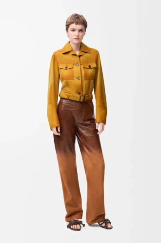 Cropped jacket in suede lambskin Light Tan