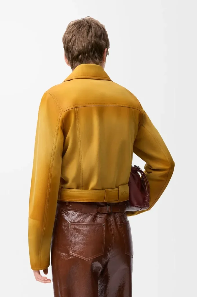 Cropped jacket in suede lambskin Light Tan Cropped jacket in suede lambskin Light Tan