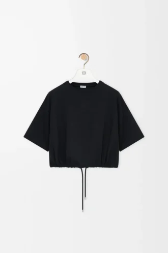 Cropped T-shirt in cotton Black