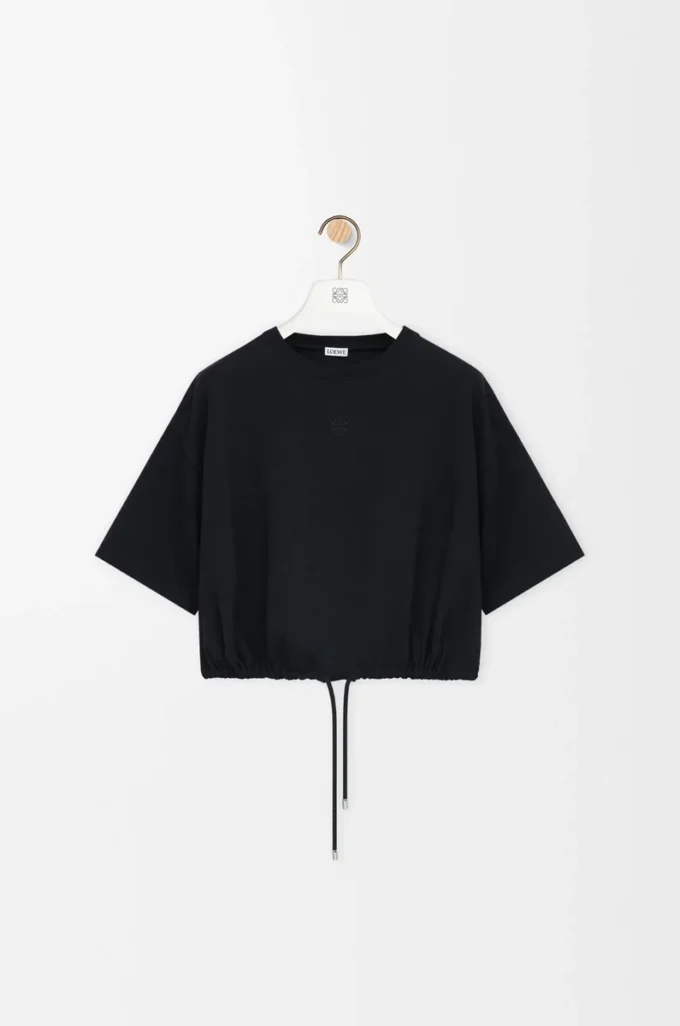 Cropped T-shirt in cotton Black Cropped T-shirt in cotton Black
