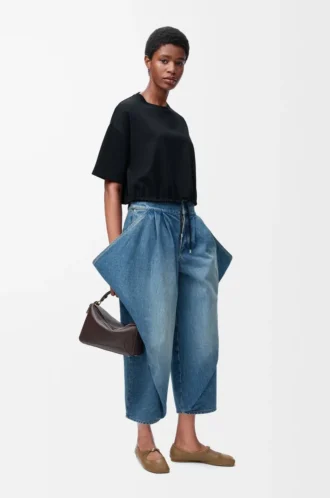 Cropped T-shirt in cotton Black
