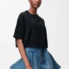 Cropped T-shirt in cotton Black Cropped T-shirt in cotton Black