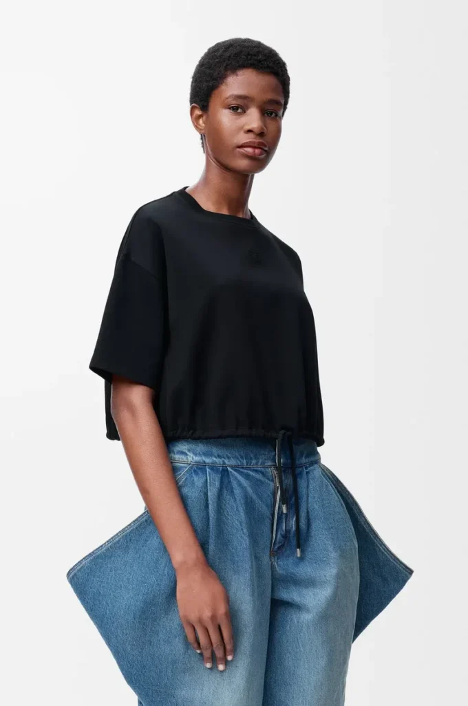 Cropped T-shirt in cotton Black Cropped T-shirt in cotton Black
