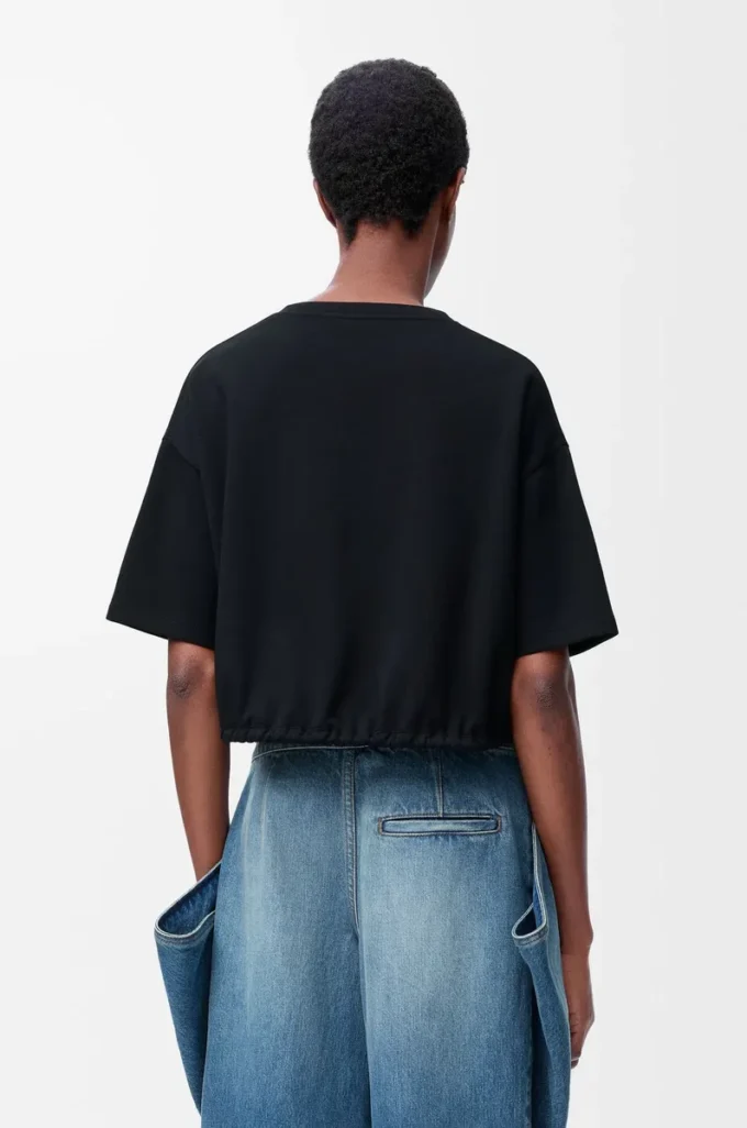 Cropped T-shirt in cotton Black Cropped T-shirt in cotton Black