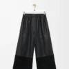 Cropped trousers in nappa lambskin and suede goatskin Black Cropped trousers in nappa lambskin and suede goatskin Black