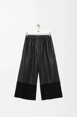 Cropped trousers in nappa lambskin and suede goatskin Black