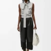 Cropped trousers in nappa lambskin and suede goatskin Black Cropped trousers in nappa lambskin and suede goatskin Black