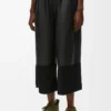 Cropped trousers in nappa lambskin and suede goatskin Black Cropped trousers in nappa lambskin and suede goatskin Black