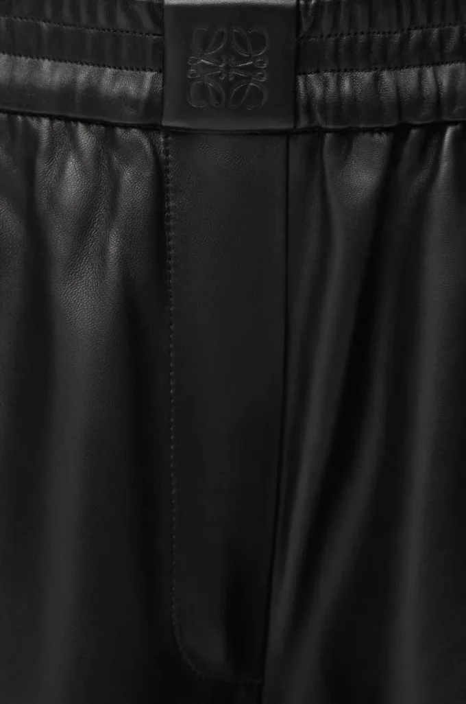 Cropped trousers in nappa lambskin and suede goatskin Black Cropped trousers in nappa lambskin and suede goatskin Black