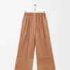 Cropped trousers in nappa lambskin and suede goatskin Toffee Cropped trousers in nappa lambskin and suede goatskin Toffee