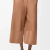Cropped trousers in nappa lambskin and suede goatskin Toffee Cropped trousers in nappa lambskin and suede goatskin Toffee