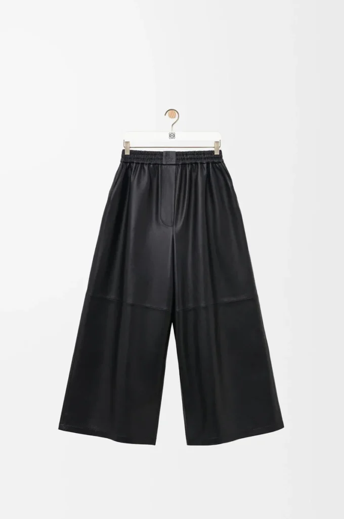 Cropped trousers in nappa lambskin Black Cropped trousers in nappa lambskin Black