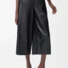 Cropped trousers in nappa lambskin Black