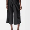 Cropped trousers in nappa lambskin Black
