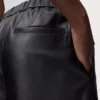 Cropped trousers in nappa lambskin Black