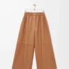 Cropped trousers in nappa lambskin Toffee