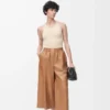 Cropped trousers in nappa lambskin Toffee