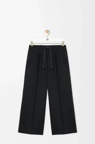 Cropped trousers in stretch viscose Black