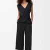 Cropped trousers in stretch viscose Black Cropped trousers in stretch viscose Black