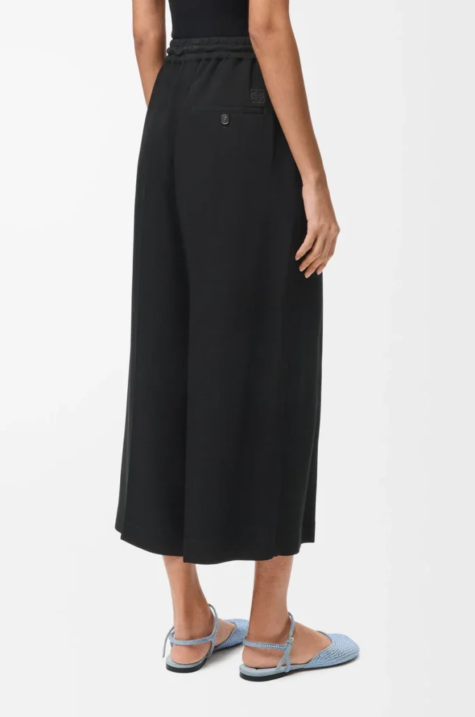 Cropped trousers in stretch viscose Black Cropped trousers in stretch viscose Black