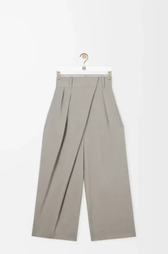Cropped wrap trousers in wool Light Beige Melange