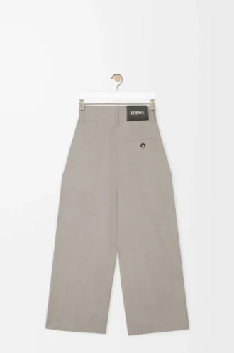 Cropped wrap trousers in wool Light Beige Melange