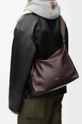 Cubi crossbody bag in supple grained calfskin Oxblood