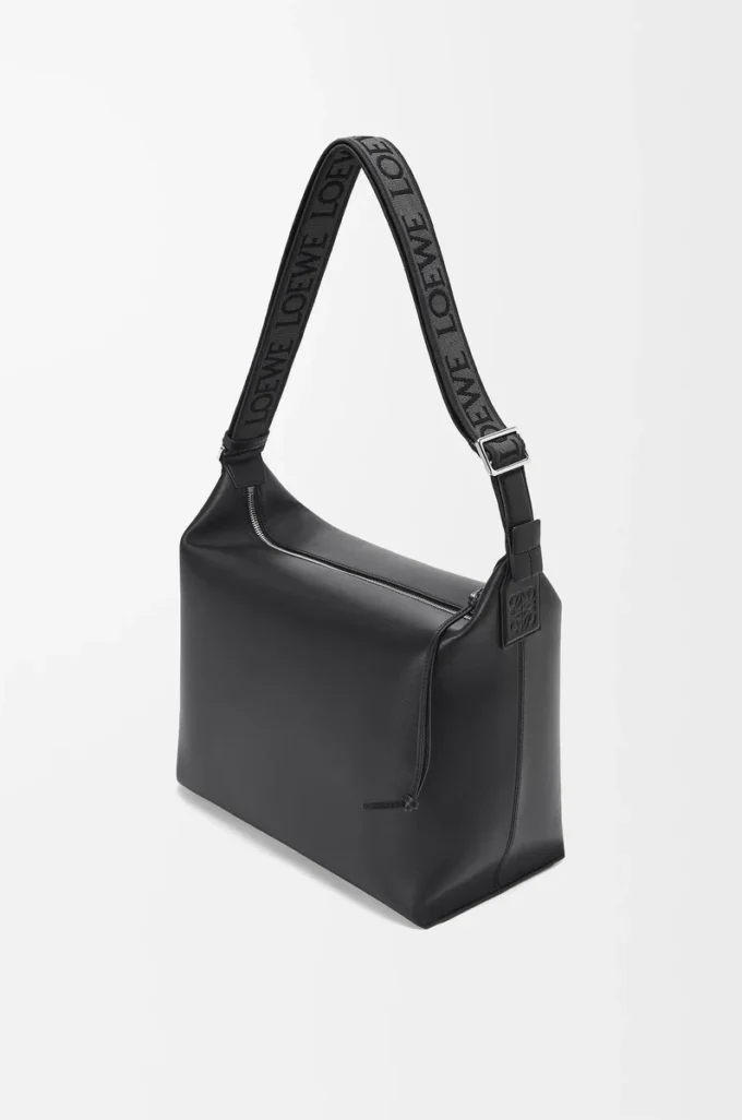 Cubi crossbody bag in supple smooth calfskin and jacquard Black Cubi crossbody bag in supple smooth calfskin and jacquard Black