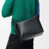 Cubi crossbody bag in supple smooth calfskin and jacquard Black Cubi crossbody bag in supple smooth calfskin and jacquard Black