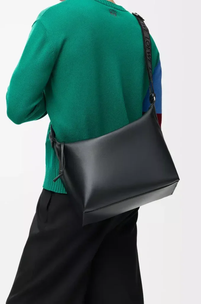 Cubi crossbody bag in supple smooth calfskin and jacquard Black Cubi crossbody bag in supple smooth calfskin and jacquard Black