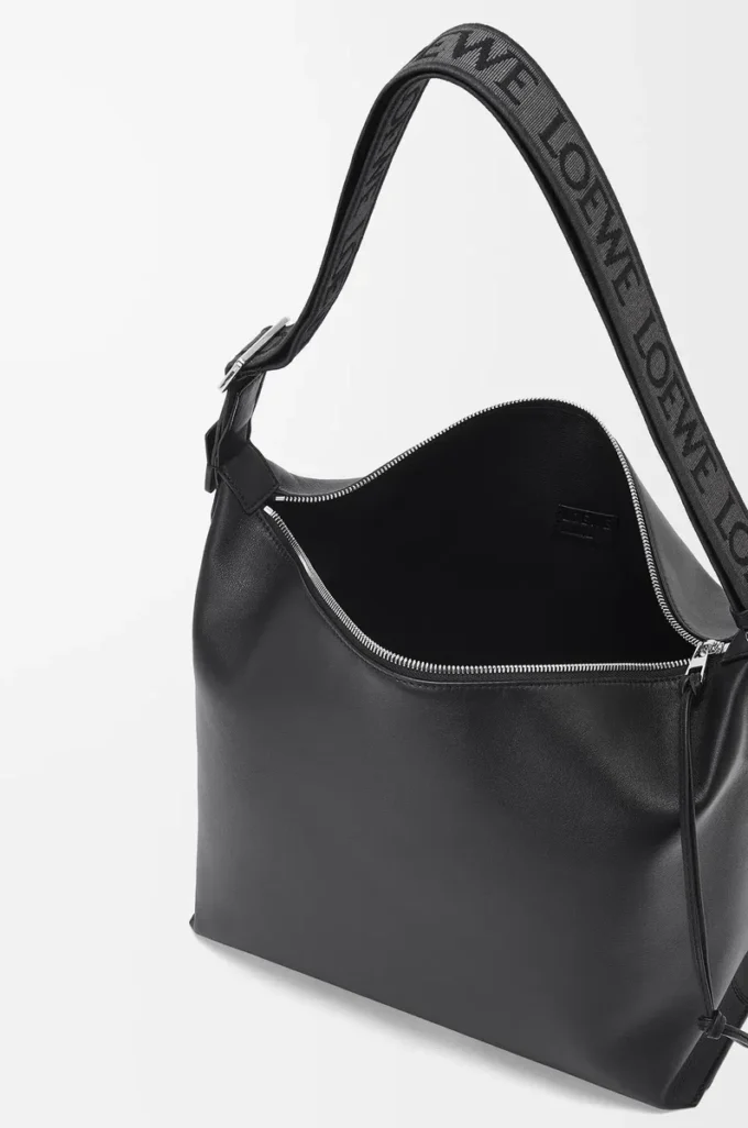 Cubi crossbody bag in supple smooth calfskin and jacquard Black Cubi crossbody bag in supple smooth calfskin and jacquard Black