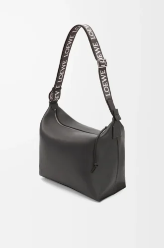 Cubi crossbody bag in supple smooth calfskin and jacquard Dark Grey