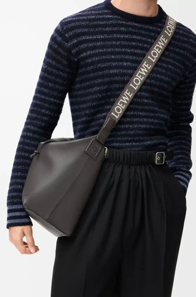 Cubi crossbody bag in supple smooth calfskin and jacquard Dark Grey Cubi crossbody bag in supple smooth calfskin and jacquard Dark Grey