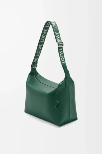 Cubi crossbody bag in supple smooth calfskin and jacquard Evergreen