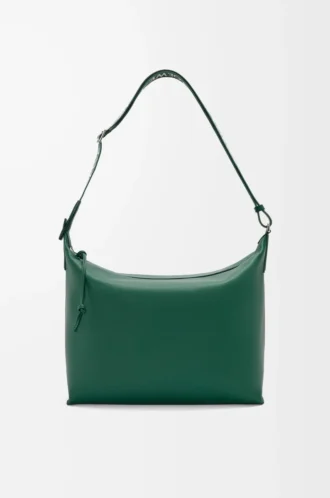 Cubi crossbody bag in supple smooth calfskin and jacquard Evergreen