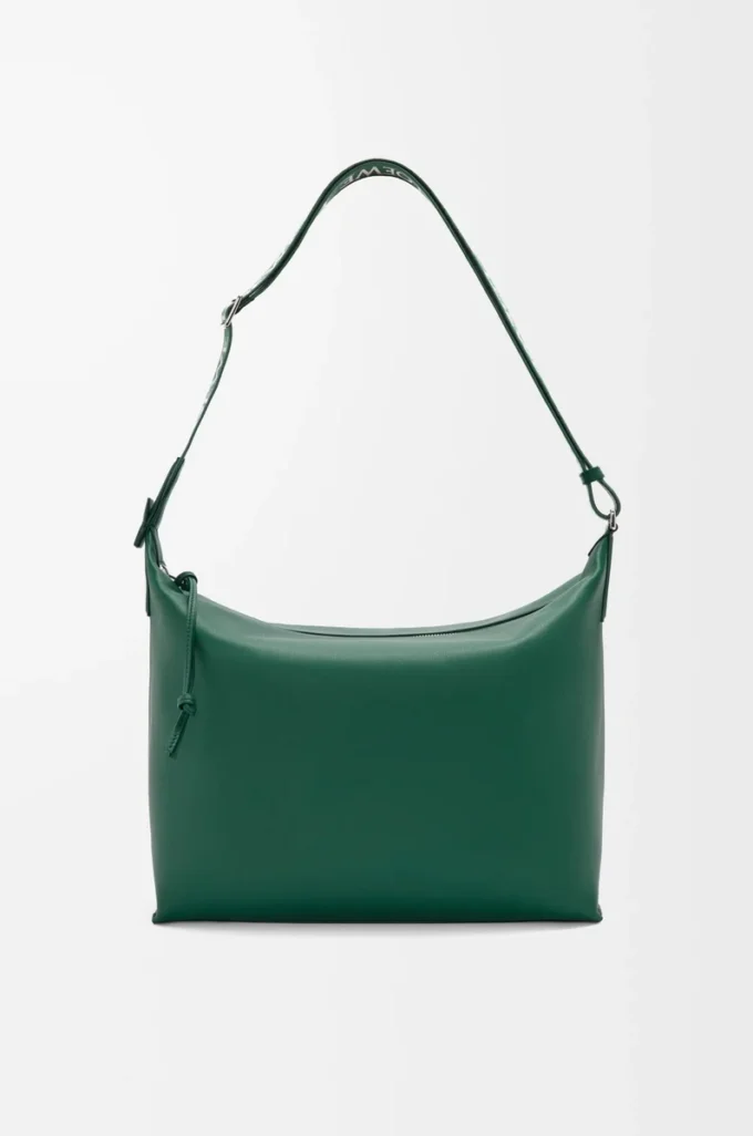 Cubi crossbody bag in supple smooth calfskin and jacquard Evergreen Cubi crossbody bag in supple smooth calfskin and jacquard Evergreen