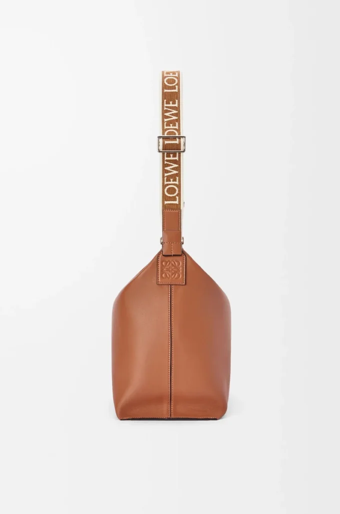Cubi Crossbody bag in supple smooth calfskin and jacquard Tan Cubi Crossbody bag in supple smooth calfskin and jacquard Tan