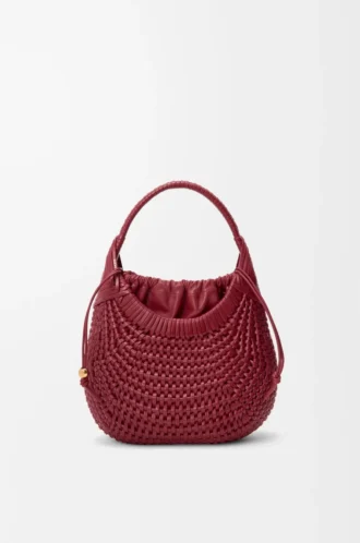 Diamond hobo bag in calfskin Cherry
