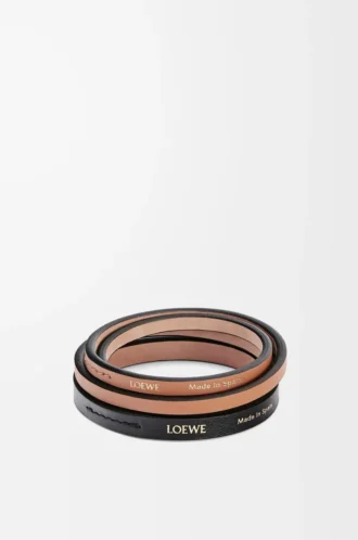 Double bangle set in classic calfskin Black/Tan
