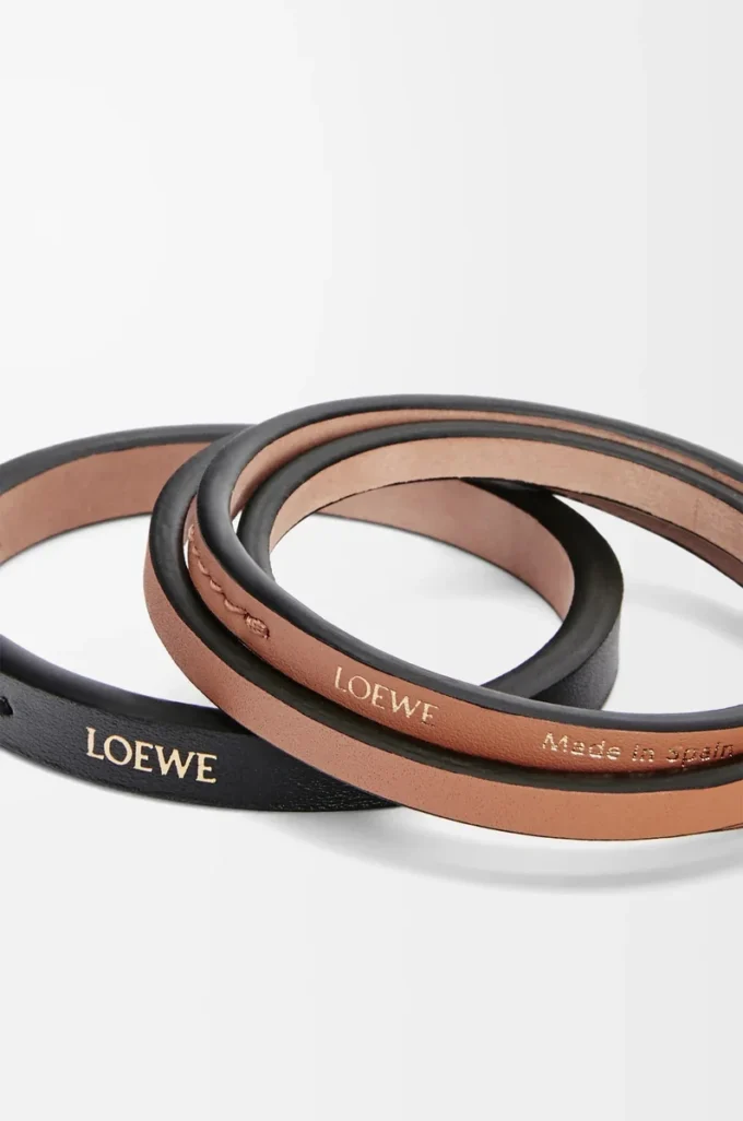 Double bangle set in classic calfskin Black/Tan Double bangle set in classic calfskin Black/Tan
