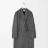 Double breasted coat in wool blend Black/White Double breasted coat in wool blend Black/White