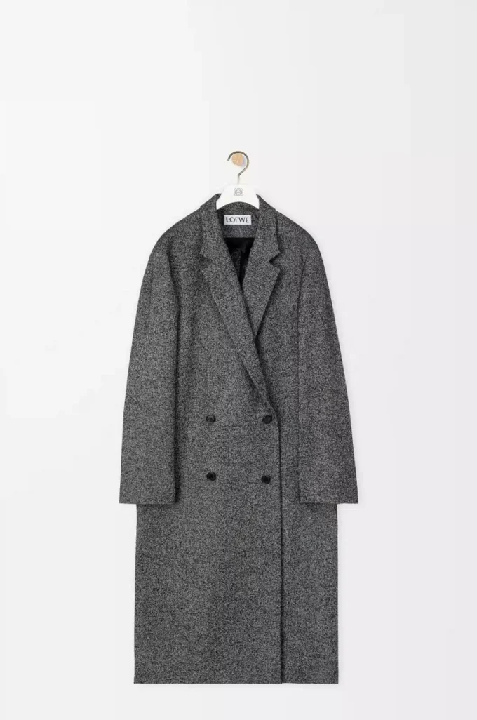 Double breasted coat in wool blend Black/White Double breasted coat in wool blend Black/White