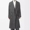 Double breasted coat in wool blend Black/White Double breasted coat in wool blend Black/White