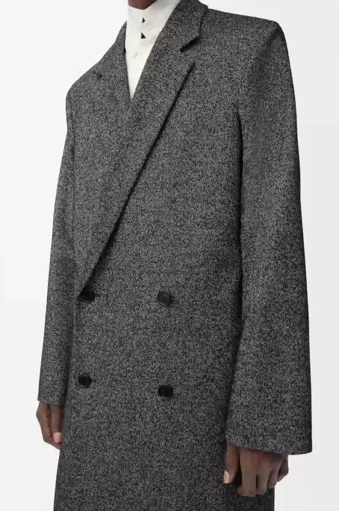 Double breasted coat in wool blend Black/White Double breasted coat in wool blend Black/White