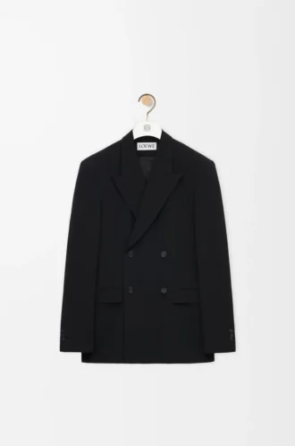 Double-breasted jacket in wool Black