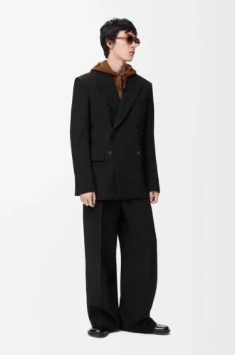 Double-breasted jacket in wool Black