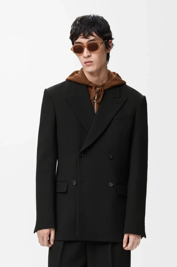 Double-breasted jacket in wool Black Double-breasted jacket in wool Black