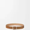 Double Roller Curve belt in pressed suede Cognac/Vintage Palladium