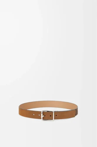 Double Roller Curve belt in pressed suede Cognac/Vintage Palladium